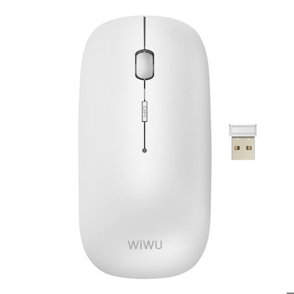 Langaton Bluetooth-hiiri ja Compact 2.4G USB Dongle Ladattava wiwu Valkoinen