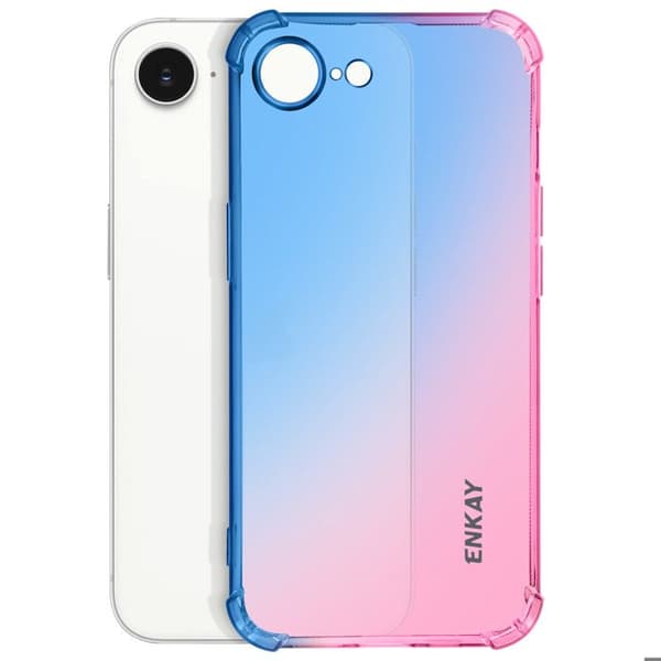 Beskyttende Translucent til iPhone 17e Bumper Cover i Silikone Gradient Enkay Blå / Rosa Blå/rosa