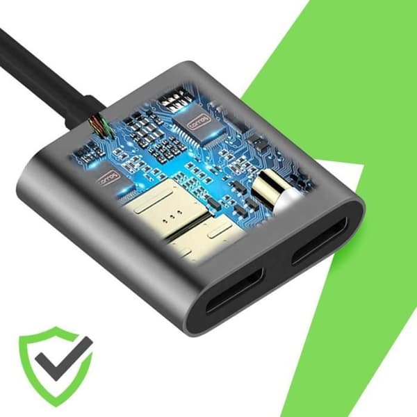 USB-C-adapter - Belkin - 2x USB-C lyd og opladning - Power Delivery 60W - Sort - Kompakt