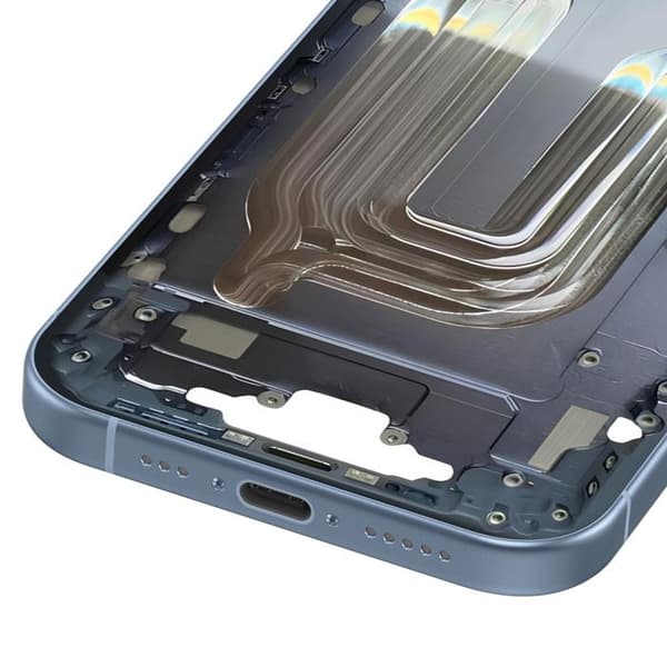Erstatningscentralchassis til iPhone 17 med lys blå varmeledning Blå