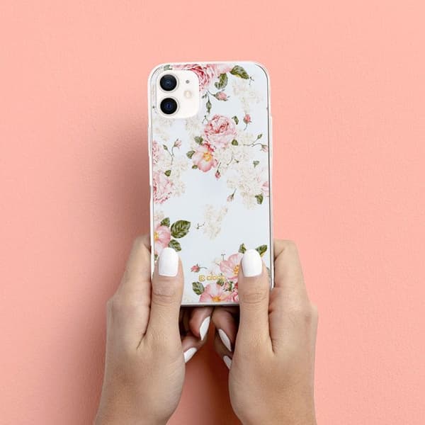 Telefoncase - Crong - Blomsteretui - Blomsterdesign - Fleksibel - Guld Doré