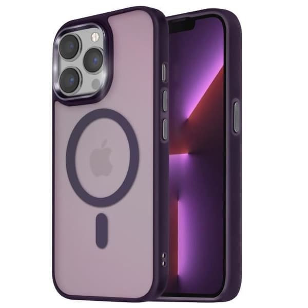 Coque MagSafe för iPhone 13 Pro Matt Frostad Baksida Lila Kant Lila