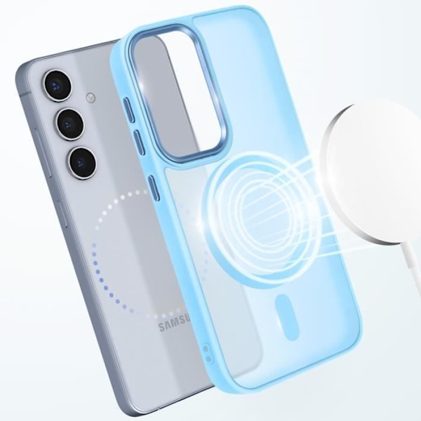 MagSafe-kuori Samsung Galaxy S24:lle ja S25:lle, Mattapintainen Takapuoli, Vaaleansininen Reuna Blå