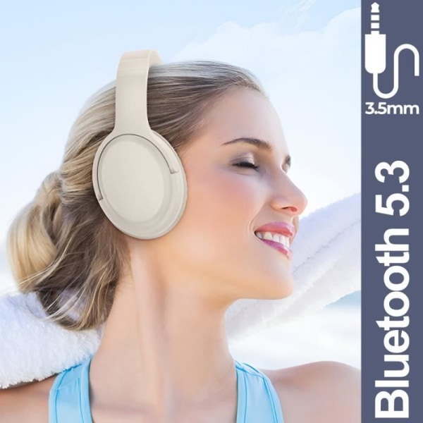 Bluetooth Headset Vadderat Pannband 3,5 mm Jack Input 30H Batterilivslängd Borofone Beige