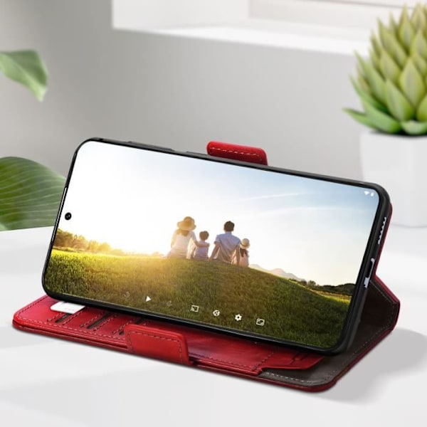 Rött plånboksfodral för Xiaomi Redmi Note 13 Pro 5G med videostöd och RFID-blockering Röd