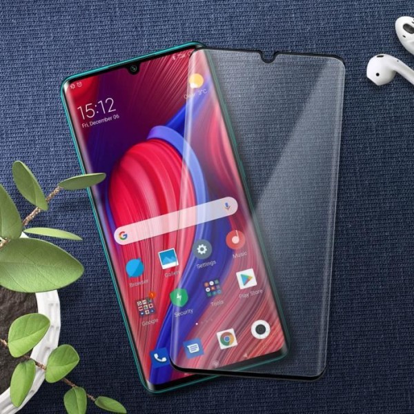 Filmværk - AVIZAR - Xiaomi Mi Note 10 - 9H hærdet glas - Ultra-tynd - Transparent sort kant