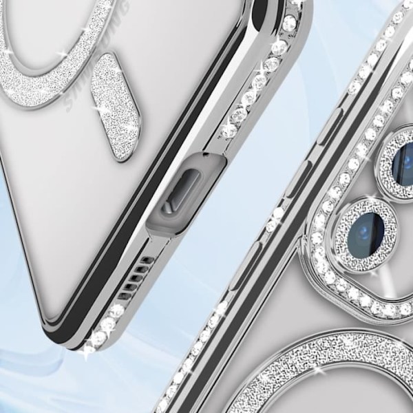 Diamant etui til Samsung Galaxy S24 Plus MagSafe Contour Rhinestone Silver Grå