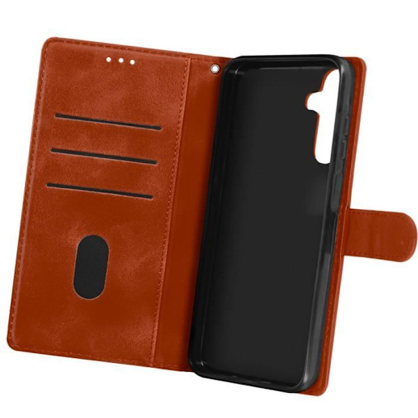 Fodral till Samsung Galaxy A15 5G Flower Wallet med handledsrem Camel kastanj