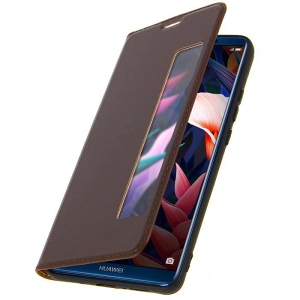 Etui - AVIZAR - Mate 10 Pro - Smart View-fodral - Brun - Heltäckande skydd kastanj