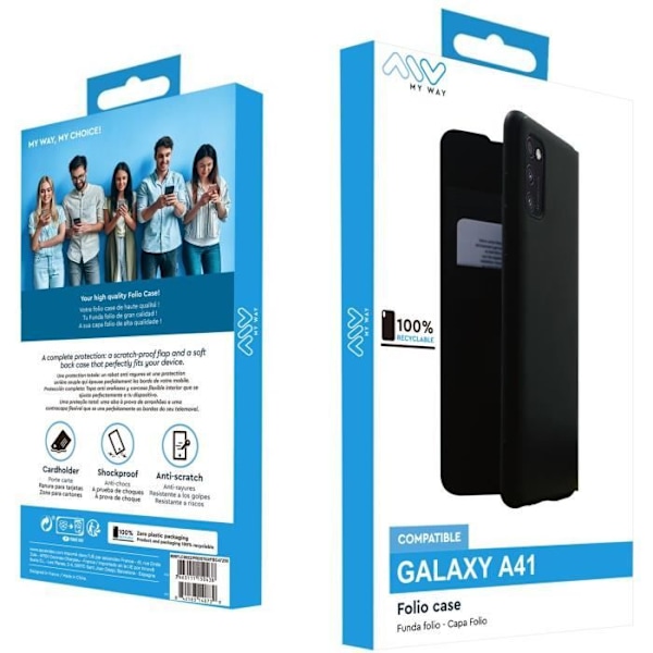 MYWAY Folio Black Case til Samsung A41 Svart