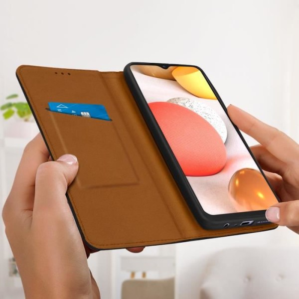 Etui til Samsung Galaxy A32 - AVIZAR - Kortholder Video Støtte - Ægte læder sort Svart