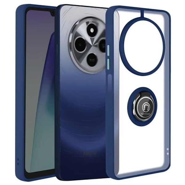 Kotelo Xiaomi Redmi 14C:lle - AVIZAR - Metal Ring Video Support - Midnight Blue Blå