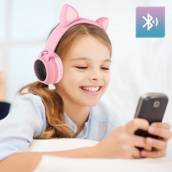 Bluetooth-hörlurar - AVIZAR - Cat Ears - Lätt animation - 12h batteritid - Blandat Rosa