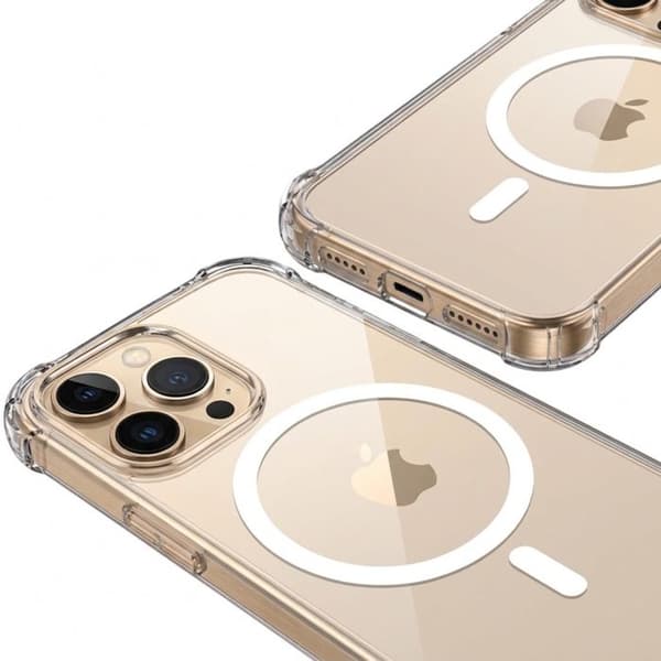 MagSafe-skal för iPhone 16 Pro Stötsäker Bumper med Förstärkta Hörn Transparent Vit