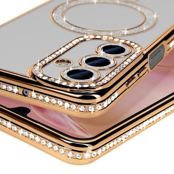 Coque Diamant för Samsung Galaxy A16 MagSafe Kontur Strass Guld Gul