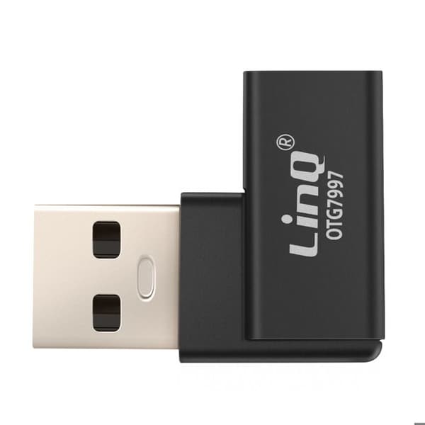 USB-C - USB-A - LINQ - Kulma - 10Gbps - Musta - Lataus ja Siirto