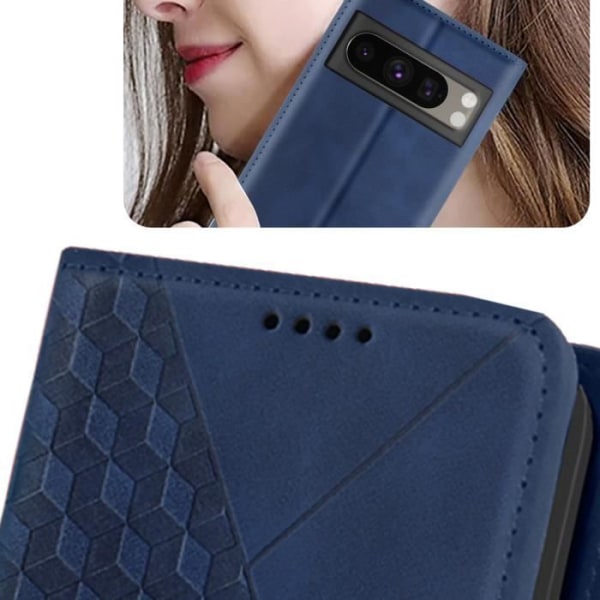Fodral för Google Pixel 8 Pro - AVIZAR - Geo Collection - Videosupportplånbok - Blå Blå