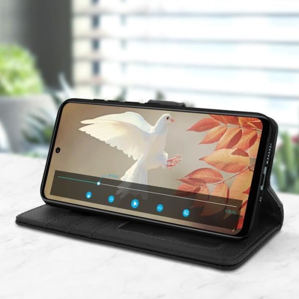 Housse - AVIZAR - Moto G60s - Præget kunstlæder - Porte-monnaie med klap - Sort Svart