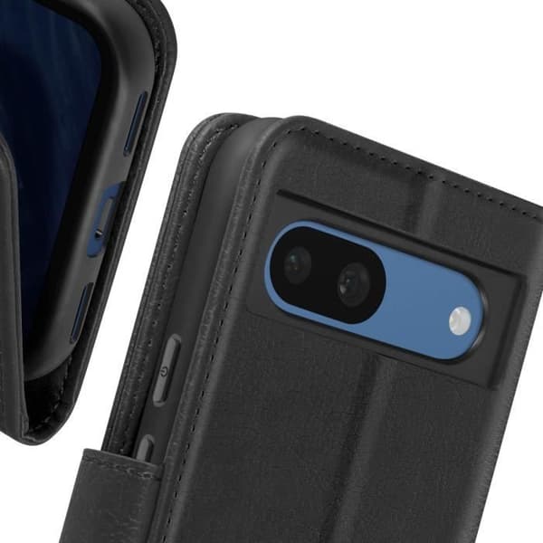 Google Pixel 8a - AVIZAR - Lompakko- ja videotuki - Musta Svart