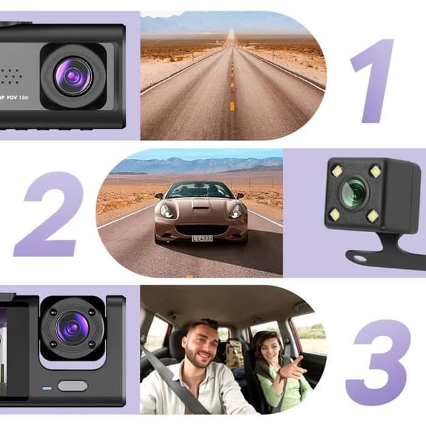 Dashcam Forrude Front Bag Interiør 1080p LED 2 tommer Micro Black Svart