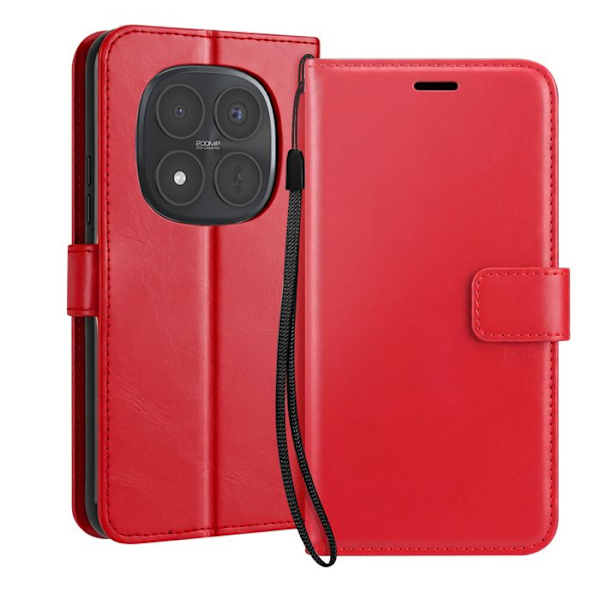 Plånboksfodral för Redmi Note 15 Pro Plus 5G med handledsrem och ställfunktion Mayaxess Röd Röd