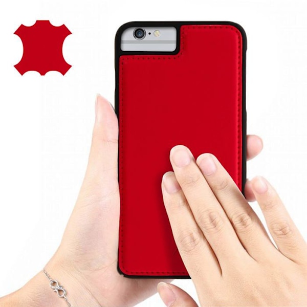 Coque iPhone 8+, 7+, 6+, 6S+ Hård Beskyttelse Ægte Læder Akashi Rød Röd