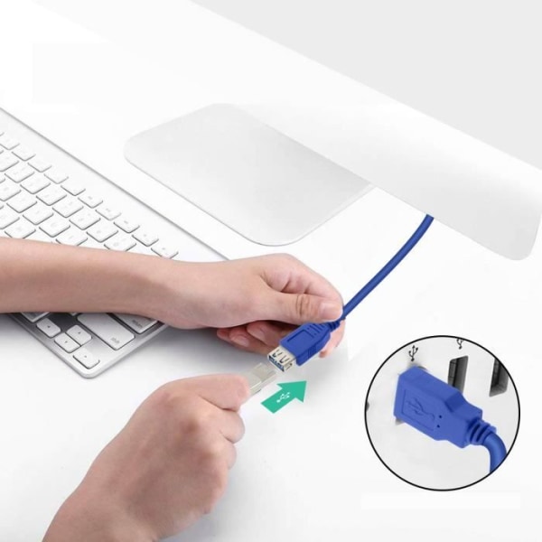 USB 3.0 Kabel - LinQ - Forlænger 3m - Blå - Dataoverførsel - Opladning af enheder