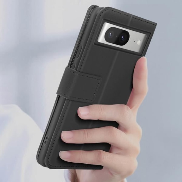 Fodral för Google Pixel 8 Flip Wallet Support Video Essential Series Black Svart