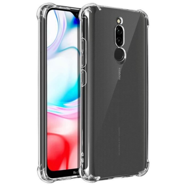 Coque - ILMOITUS - Xiaomi Redmi 8 / 8A - Taipuisat Silikonit - Läpinäkyvä Valkoinen - Kestävä Klar vit