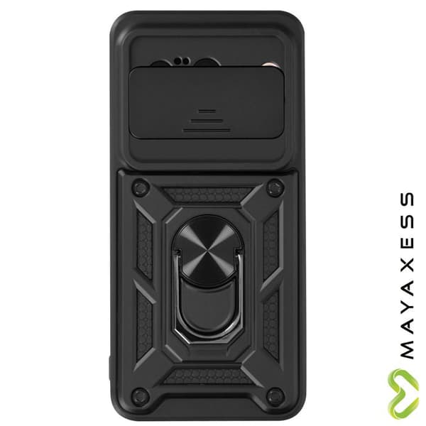 Telefonfodral - MAYAXESS - Google Pixel 8 - Stötdämpande - Fällbar kameraskydd - Ringstöd Svart