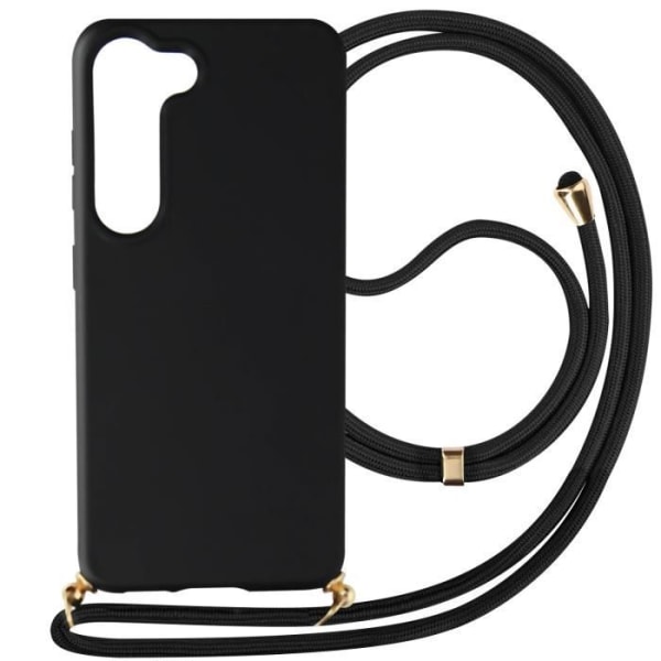 Sladdfodral till Galaxy S23 Halvstyv halsband 80cm Svart