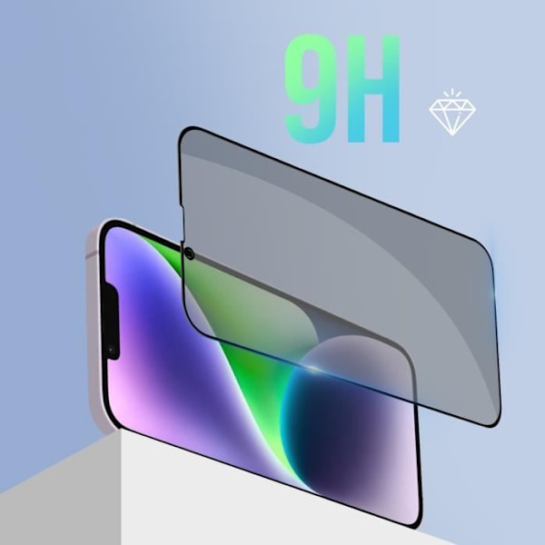 Skyddsfilm - AVIZAR - iPhone 14 - 9H härdat glas - Antispion - Antispår Svart