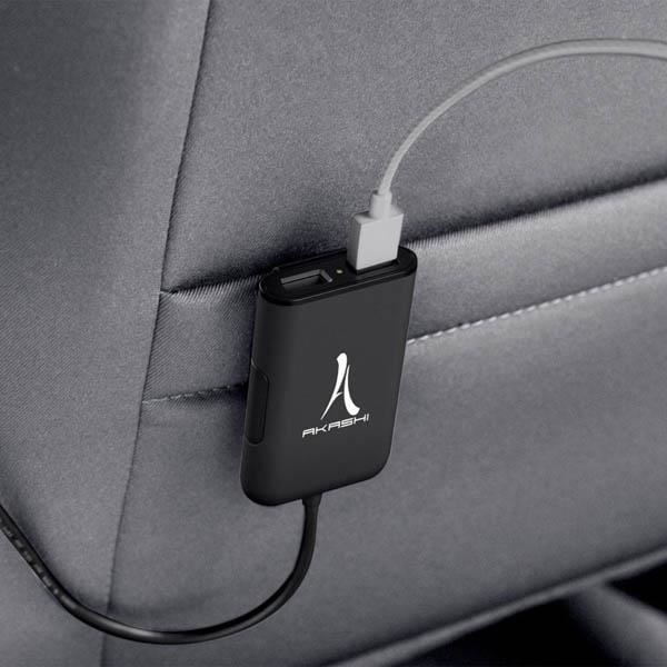 Biloplader - Akashi - Udvidelig HUB - 7.3A - 4 USB-porte - Sort Sort