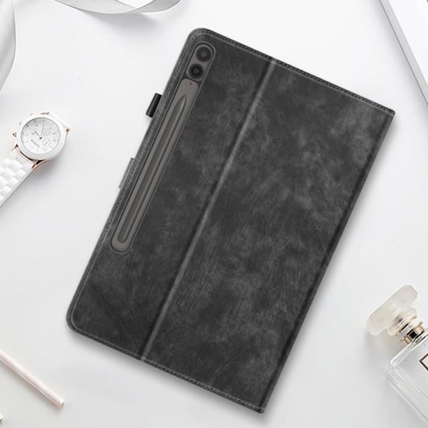 Fodral - Samsung - Galaxy Tab S9 Plus/S9 FE Plus - Svart - Ekologisk läder - Videostöd Svart