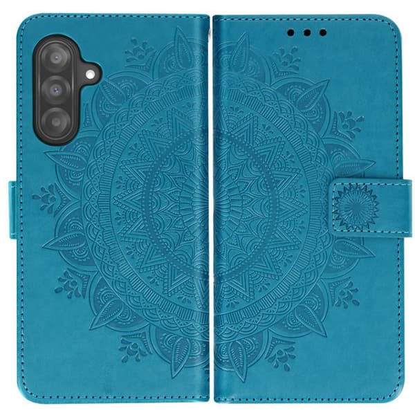 Plånboksfodral - Samsung - Galaxy A26 - Mandala Blommor - Blå - Mjuk Blå