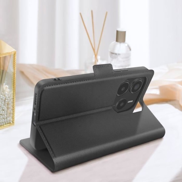 Fodral för Redmi Note 14 5G Kortficka Stöd Magnetisk Flik Svart Svart