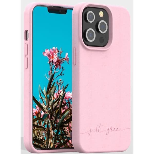 Coque - Just Green - iPhone 13 Pro - Biodegradabilité - Rose - Pehmeä - Matt Ros