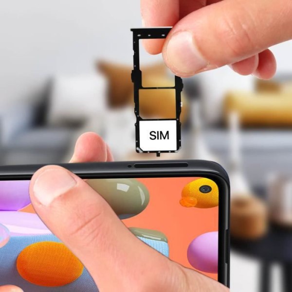 Samsung Galaxy A11 SIM-kortbakke 2x Nano SIM og Micro SD erstatning Sort Sort