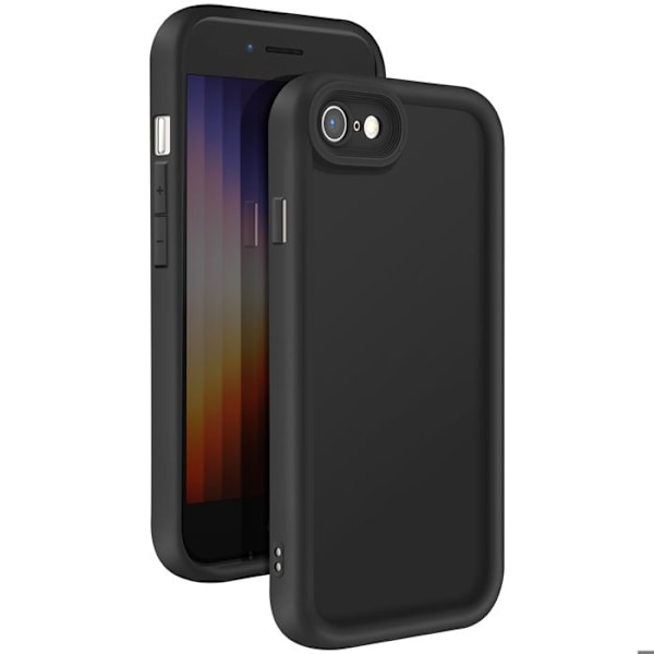 iPhone SE 2022 / 2020, 8 / 7 Silikonikotelo, Kohotetut Reunat, Musta Svart