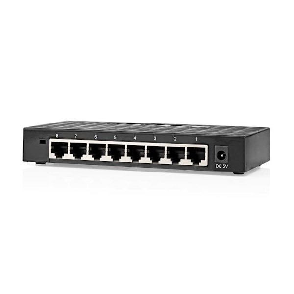 Netværksswitch - NEDIS - NSWH8P110BK - Gigabit - 8 Ethernet-porte Sort
