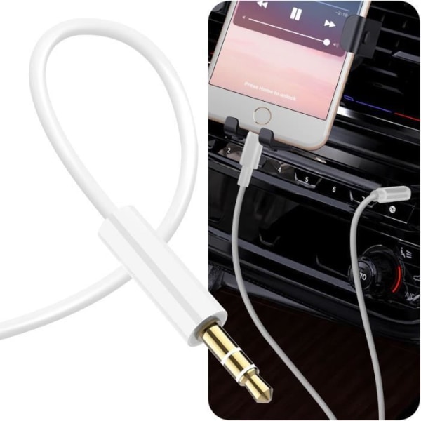 2 i 1 iPhone-kabel med opladning og lydlængde 1,2 m LinQ Hvid