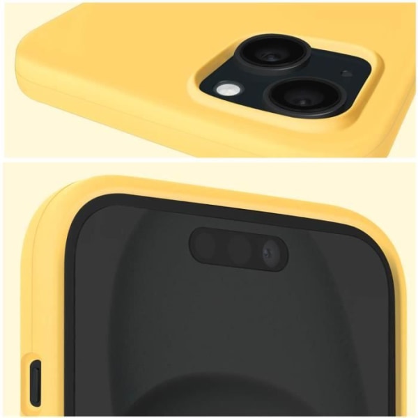 Suojakuori iPhone 15 Plus -puhelimelle, puolijäykkä sisäpuoli, mikrokuituliina Moxie Yellow Gul