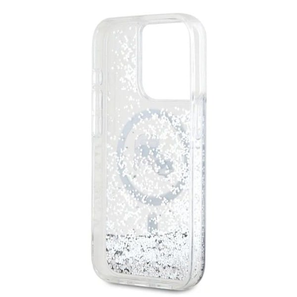 iPhone 15 Pro Max Fodral - Karl Lagerfeld Liquid Glitter MagSafe (KLHMP15XLGKCSGH) - Karl&Choupette Head Clear