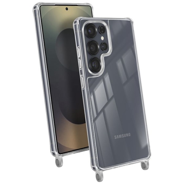 Silikonskydd för Samsung S25 Ultra Chockresistent med Transparent Flätad Snodd Vit