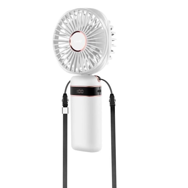 Mini bærbar blæser Justerbar 90° LED-skærm Rundt design LinQ Hvid Vit