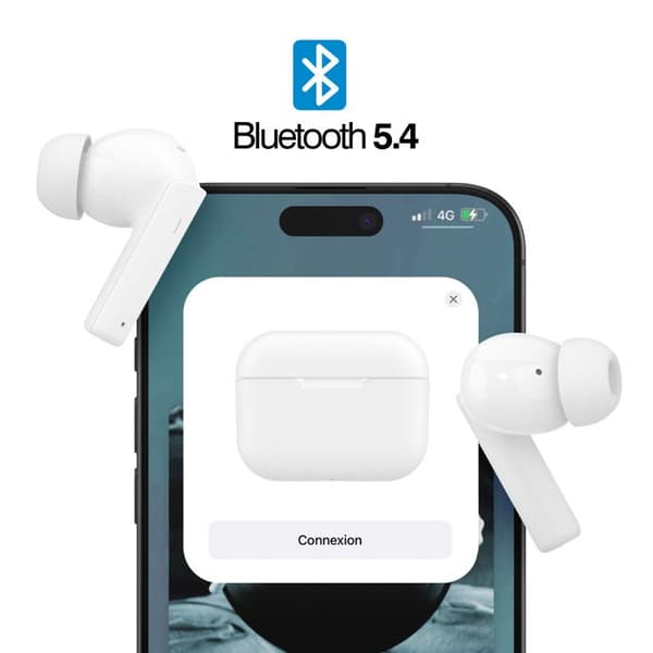 Bluetooth-hörlurar - Akashi - Vit - Aktiv Brusreducering - Batteritid 6h - Touchkontroller Vit