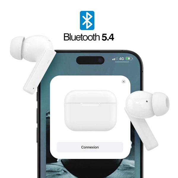 Bluetooth-hörlurar med brusreducering, 6 timmars batteritid, touchkontroller, Akashi, vit Vit