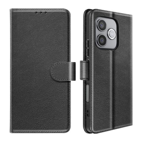 Pungetui til Honor 600 Lite Chesterfield-serien med Støttefunktion Sort Svart