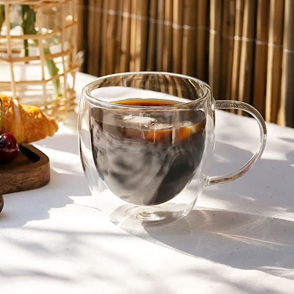 Verres Double Paroi - CHEFFINGER - Sæt af 2 - 250ml - Borosilikatglas - Ergonomisk Vit