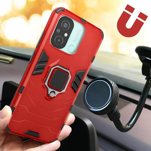 Fodral till Xiaomi Redmi 12C - AVIZAR - Hybrid Stötsäker metallring - Svart - Blandad - Modern Svart